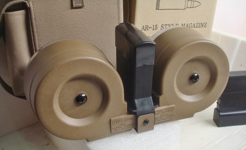AR15 RWB - .223 or 5.56 100 round Tan Drum Magazine - Click Image to Close